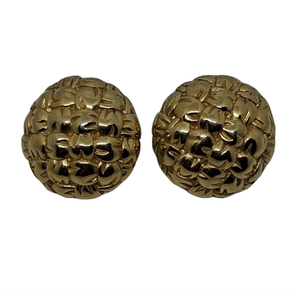 Authentic Givenchy 1980s Gold Weave Dome Statement Earrings - Picture 3 of 6